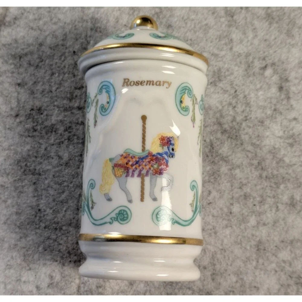 The Spice Carousel Lenox Vintage 1993 Fine Porcelain Rosemary w/ 24k Gold Trim